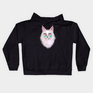 White Maine Coon Cat with Different-Colored Eyes Kids Hoodie